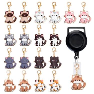 Imagem de WEBEEDY 18 peças de pingentes de carretel de crachá de gato, 9 estilos, acessórios fofos de enfermeira pediátrica com clipe de animal, porta-cartão de identificação, presente para consultório médico