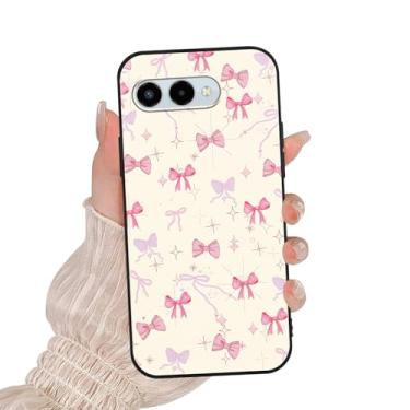 Imagem de Zrutru Linda capa de telefone com laço rosa estrela para T-Mobile REVVL 8 5G 16.7 cm, desenho kawaii fita padrão laço design estético capas de silicone macio TPU fino à prova de choque capa de