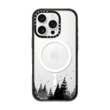 Imagem de CASETiFY Capa Impact para iPhone 16 Pro [proteção contra quedas de grau militar de 2,5 m 4X/compatível com Magsafe] - Capa transparente floresta mínima - preta transparente
