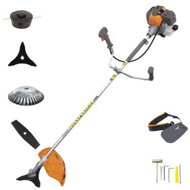 Imagem de Aparador de Grama À Gasolina Tekna RL430P 43cc 1,7HP 2T Completa Com Carretel de Nylon + Faca 2 Pontas + Faca 3 Pontas + Escova Rotativa de Aço