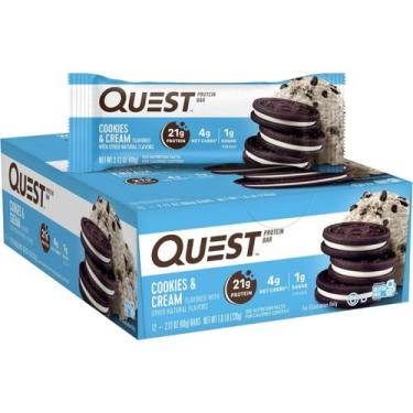 Imagem de Protein Bar Display Com 12 Barras De 60g Sabor Cookies e Cream Quest