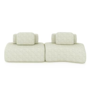 Imagem de Sofá Ilha Sala de Estar Dakota 2 Módulos 316cm Encostos Almofadas Soltas Bouclê Rústico OffWhite G33 - Gran Belo