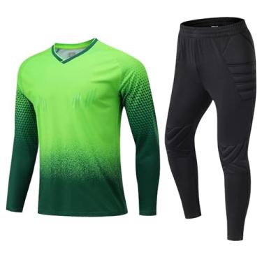 Imagem de Generic Conjunto de camisa e calça de goleiro, uniforme de goleiro de futebol profissional, respirável e acolchoado, Xs
