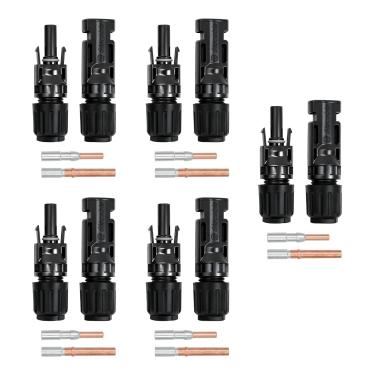 Imagem de Slocable Conectores de transição de alumínio de cobre solar 8AWG, IP67 à prova d'água 1500V 40A, plugue macho e fêmea para cabo solar (-AL, 5 pares)