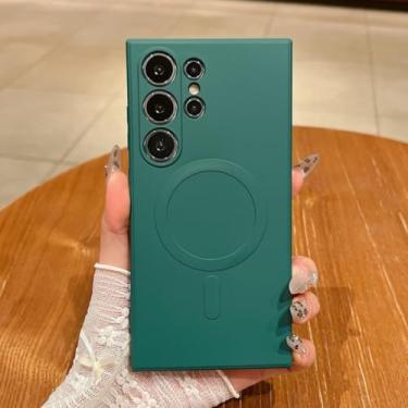 Imagem de Capa magnética de silicone para Samsung Galaxy S25 S24 S23 S22 S21 Ultra Plus S25 Fe, capa macia de TPU à prova de choque (para Galaxy S25/Verde Escuro)