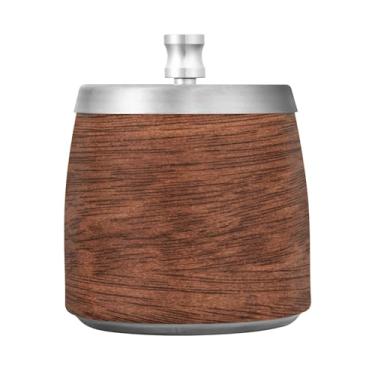 Imagem de JUZIHAI Cinzeiro de madeira maciça marrom com tampa, cinzeiro de aço inoxidável inodoro à prova de vento cinzeiro sem fumaça para escritório em casa, pátio, varanda, cigarro