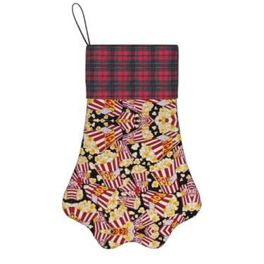 Imagem de SKKNT Meias de Natal com estampa de pipoca, animais de estimação, decoração de Natal, cães, gatos, árvores, doces, presente, conveniente