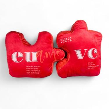 Imagem de Almofada Quebra-Cabeça Eu e Você – Kit com 2 Peças Decorativas e Confortáveis