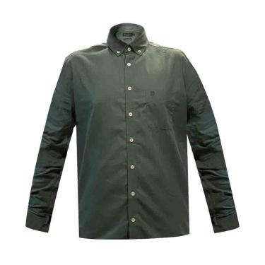 Imagem de Camisa Individual Listrado Manga Longa Verde Escuro-Masculino