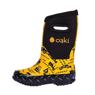 Imagem de Botas de chuva infantis de neoprene da OAKI, botas de neve, botas de lama, Construction Yellow, 9 Toddler