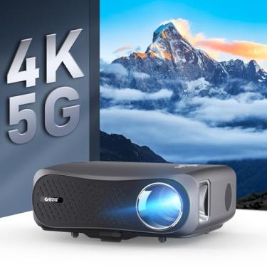 Imagem de Projetor 4K Smart visível à luz do dia 5G WiFi Bluetooth, 1500 ANSI Lumen nativo 1080P HD projetor de filmes ao ar livre, Android TV projetores sem fios com aplicações 4D Keystone, zoom
