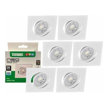 Imagem de Kit 6 Spot Led Neo Mr16 Embutir Quadrado 5w Taschibra 6500k