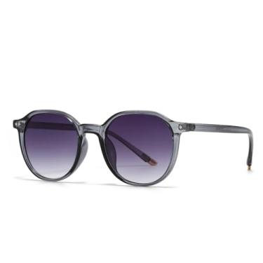 Imagem de JRLLFD Óculos de sol retrô literários estilo charmoso redondo para fotografia de rua (cinza)