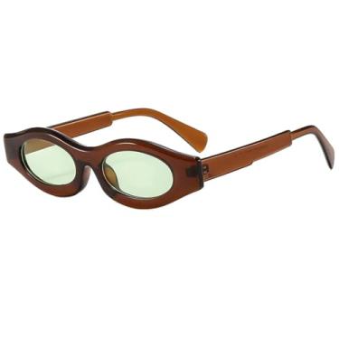 Imagem de HCHES Óculos de Sol Femininos Estilo Steampunk Retrô com Estampa de Leopardo Oval, Luxo e Versáteis, Proteção UV400 (Marrom e Verde)