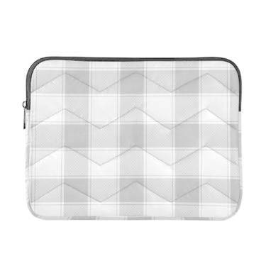 Imagem de Bolsa feminina clássica xadrez cinza branca para laptop, capa protetora à prova de choque, bolsa de professor de 15,6 polegadas