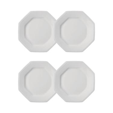 Imagem de Jogo 4 Pratos de Sobremesa Prisma Brancos 20,5 cm Porcelana Schmidt