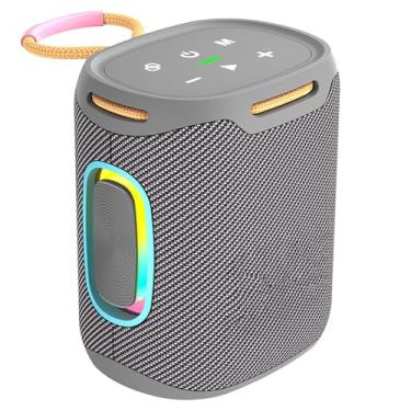 Imagem de Snsowed Alto-falante BT Portátil de Alta Potência Com Luzes RGB, à Prova D'água, Graves Potentes, Conectividade Sem Fio, Vários Modos de Reprodução, Bateria de Longa Duração, (Cinza)
