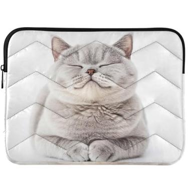 Imagem de Capa para notebook personalizada de gato de pelo curto britânico fofo acolchoado para MacBook Air 13 polegadas, acessórios de computador universais de 13 a 14 polegadas