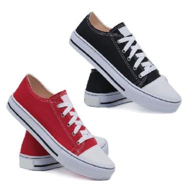 Imagem de Kit 2 Pares de Tênis Feminino All Colors, 39, Preto, Vermelho