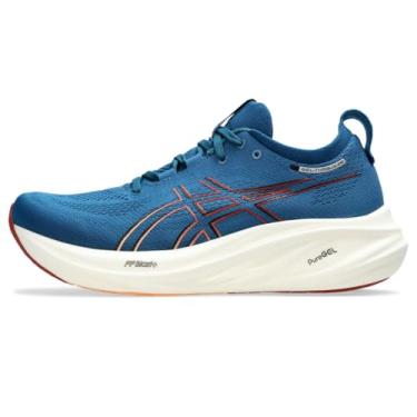 Imagem de ASICS Tênis de corrida masculino Gel-Nimbus 26, Azul marinho/laranja desbotado, 42