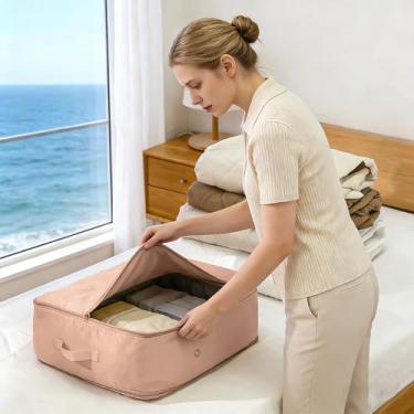 Imagem de Organizador de autocompressão que economiza espaço, organizadores de embalagem, impermeável e à prova de umidade, alta capacidade, para cobertores, roupas, edredom e edredom