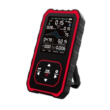 Imagem de Jectse Monitor de Qualidade Portátil 10 Em 1, CO2 PM2 5 HCHO TVOC Em Tempo Real Detector de Temperatura e Umidade Com Contagem de Partículas e Display LCD Com Sensor de Feixe de Luz, (BLACK)