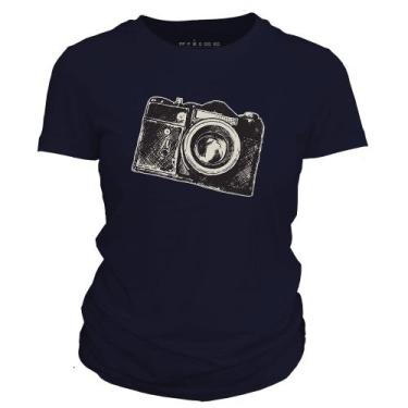 Imagem de Camiseta feminina - Câmera Fotográfica - APE SILK, Navy blue, Navy blu