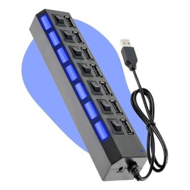 Imagem de 2X Hub Usb Cabo Extensor Régua 7 Portas Adaptador On Off