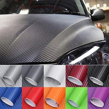 Imagem de Yctze 3d Adesivos de Carro Filme de Fibra de Carbono Envoltório Rolo Filme para Carro Em Relevo Auto-adesivo Variedade de Cores Material Seguro Decalques de (Roxa)
