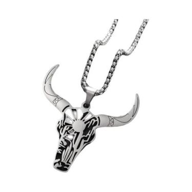 Imagem de Colar Com Pingente De Caveira De Touro Em Pedra Verde Gótica, Amuleto 