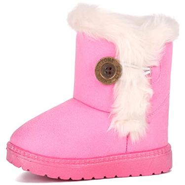 Imagem de Botas de Neve Femininas para Meninos e Meninas Quentes de Inverno Sapatilha Bailey Botas de Botão (Bebê/Criança Pequena), rosa, 10 Toddler