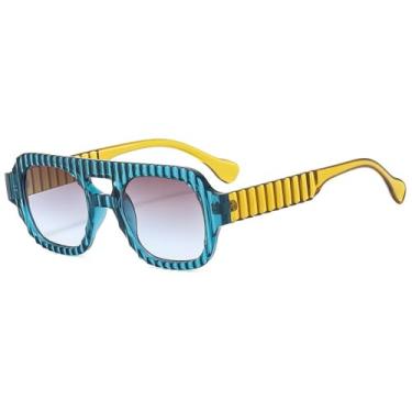 Imagem de Óculos de Sol Femininos e Masculinos Candy Colors com Ponte Dupla e Proteção UV400 para Esportes ao Ar Livre, Corrida e Ciclismo, Azul Degradê e Cinza