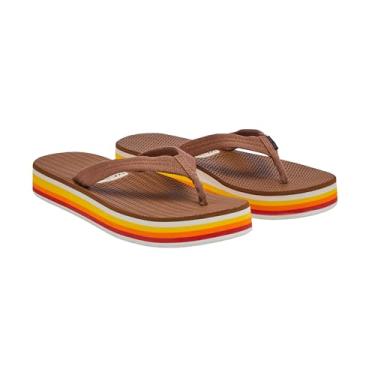 Imagem de Hari Mari - Dunes Sunset - Chinelo feminino com plataforma inspirado em estilo retrô, seguro para barco, sem arrombamento, suporte de arco firme, antimicrobiano e flutua na água, Bolota, 41