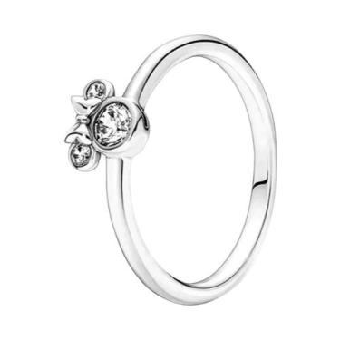 Imagem de Anel Feminino De Prata Esterlina 925 Com Coração E Flor Tamanho 6-9 Ve