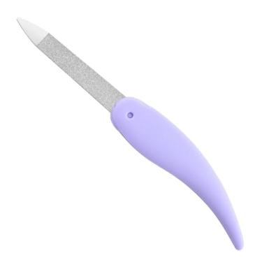 Imagem de Lixa de unha de chifre de boi roxo dupla face de aço inoxidável profissional para polimento manicure pedicure ferramentas de unhas dobráveis para unhas dos pés