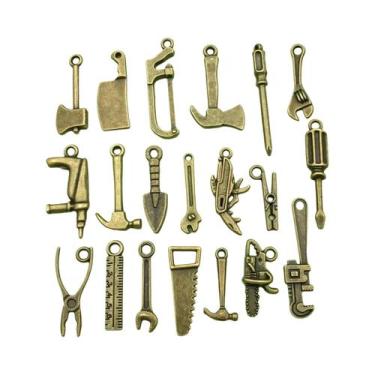 Imagem de Pingentes De Ferramentas DIY Em Liga: Serra, Chave Inglesa, Machado, M