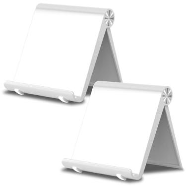 Imagem de HZZADZXW Suporte dobrável para celular, suporte portátil para celular, base ajustável para tablet, acessórios de mesa de escritório para iPhone 17 16 15 14 13 Pro Max Air, Galaxy S25, S24, branco e