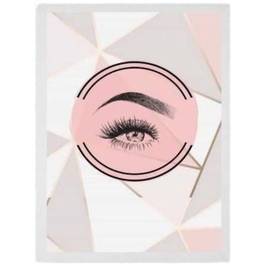 Imagem de Quadro Cílios Sobrancelha Geométrico Moldura Branca 24X18Cm