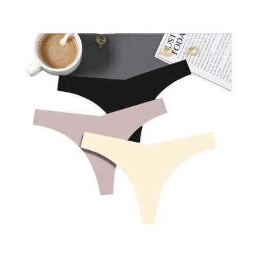 Imagem de Calcinhas De Seda Gelada Sem Costura Para Mulheres 3PCS V-Cintura Baix