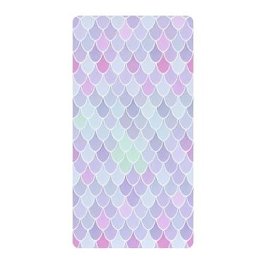 Imagem de Blueangle Lençol de berço padrão para berço infantil - Lençóis de algodão macio e respirável com escamas de sereia coloridas (351)