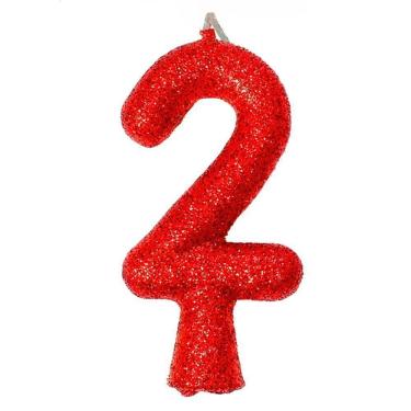 Imagem de Vela De Aniversário Puro Glitter Vermelha Modelo 2