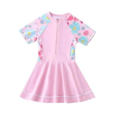 Imagem de Maiô Infantil Com Zíper E Estampa De Flores Para Meninas - NONE, 4XL(1