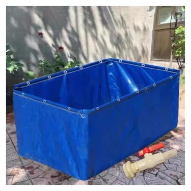 Imagem de Piscina de aquário de PVC com válvula de drenagem - Tanque temporário de retenção de 1 x 2,7 x 0,7 m para carpas, tartarugas e peixes de água salgada - Solução de armazenamento de água de lona durável