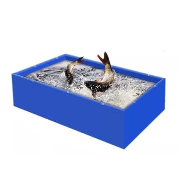 Imagem de Piscina de aquário de lona de PVC com válvula de drenagem - Tanque temporário de retenção de 1 x 1 x 0,8 m para peixes de água salgada, carpas e tartarugas - Solução de armazenamento de água durável