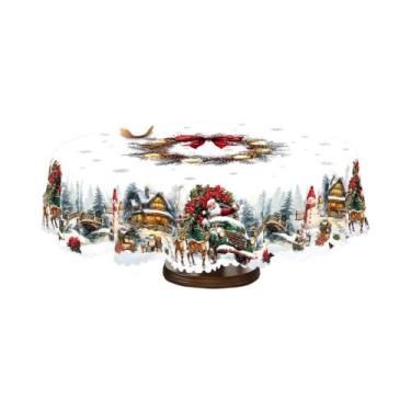 Imagem de Toalha De Mesa Retro Country Farmhouse Feliz Natal Com Padrão De Papai