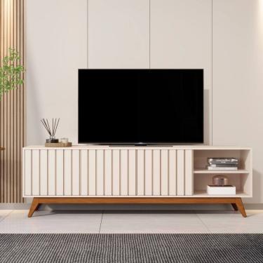 Imagem de Rack Ripado para TV ate 75 Polegadas 3 Portas com Pes em MDF Acai 1,8 JB Moveis