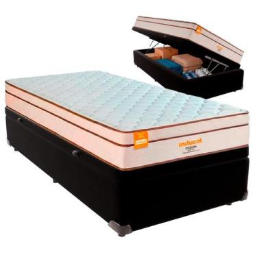 Imagem de Cama Box Baú Solteirão e Colchão Pequim Molas Ultralastic Inducol Pret