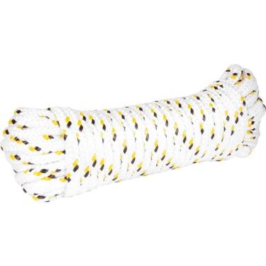 Imagem de Corda Multifilamento Trançada 12,0 Mm X 20 M, Branca Detalhes Em Preto Amarelo, Cartela, Vonder
