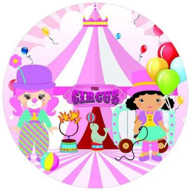 Imagem de Painel Festa Redondo 3d Circo meninas palhacinhas 1,50M - Fantasia Bra