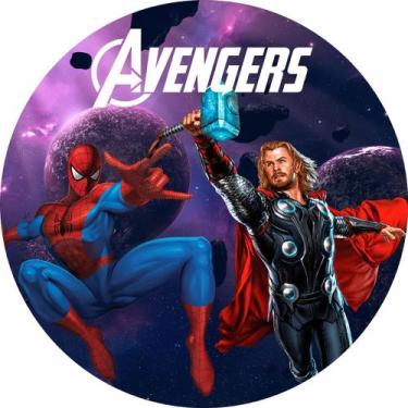 Imagem de Painel Festa Redondo Thor e Homem Aranha, Marvel 3d Sublimado 1,50 Dia